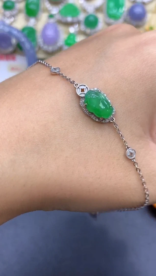 18K金镶嵌手链翡翠373-中国好珍宝