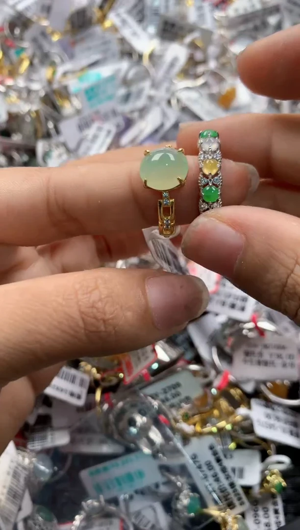 银S925镶嵌戒指翡翠15    8