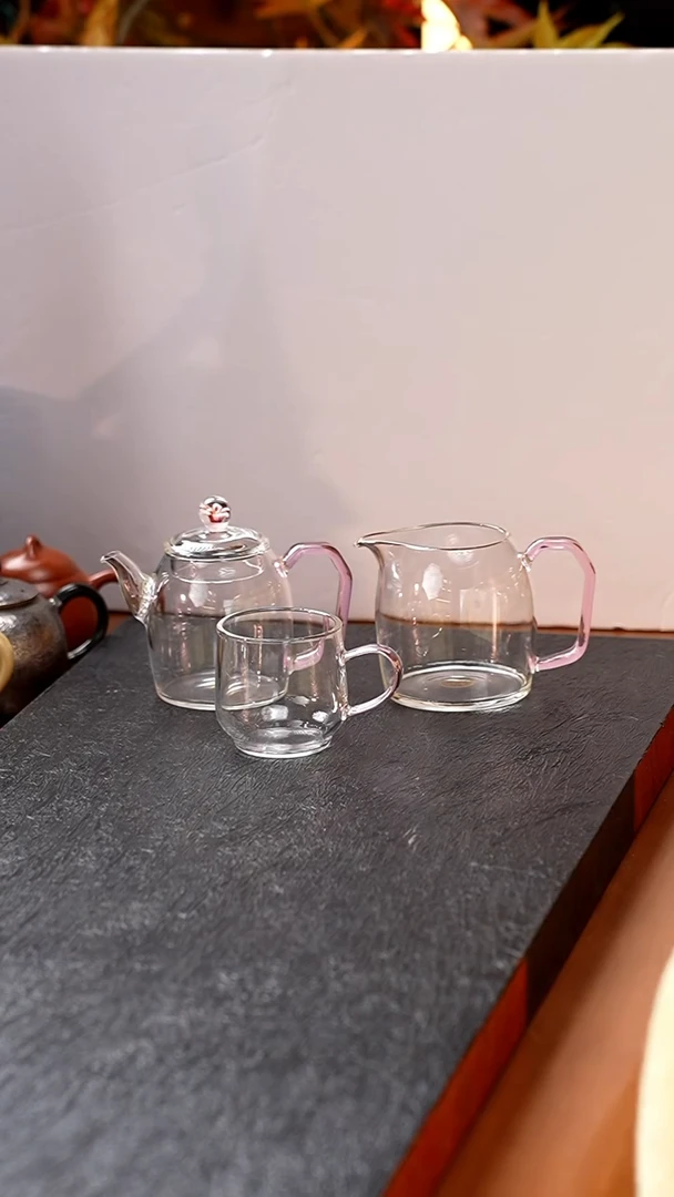 暗香疏影/秦权小泡壶/粉海棠+秦权匀杯/浅粉+水月杯2入/浅粉
