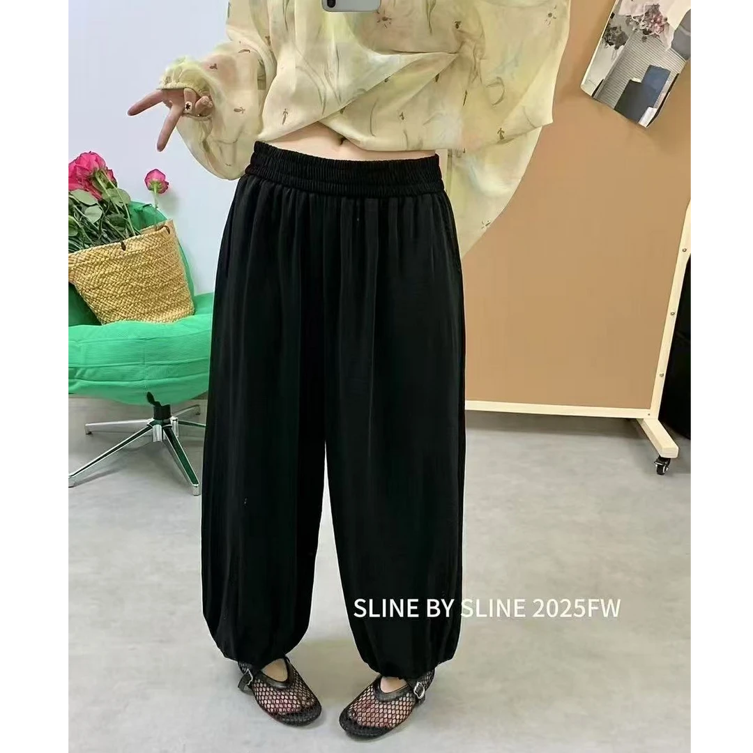 慵懒阔腿灯笼裤女夏季薄款宽松弛垂感速干束脚防晒休闲裤