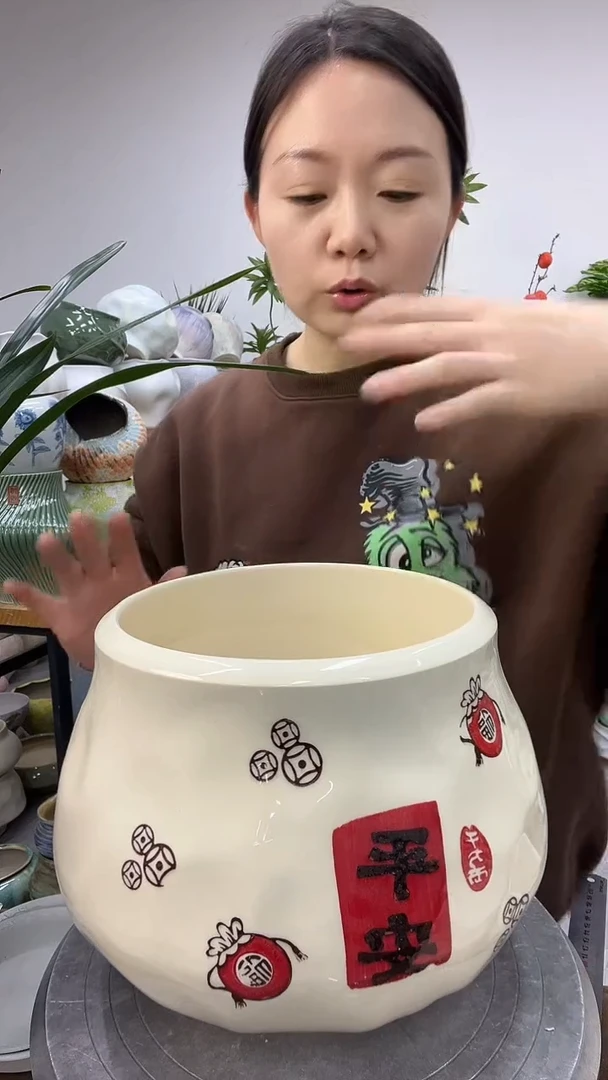 9.5陶瓷花盆直播链接高.   21   口19