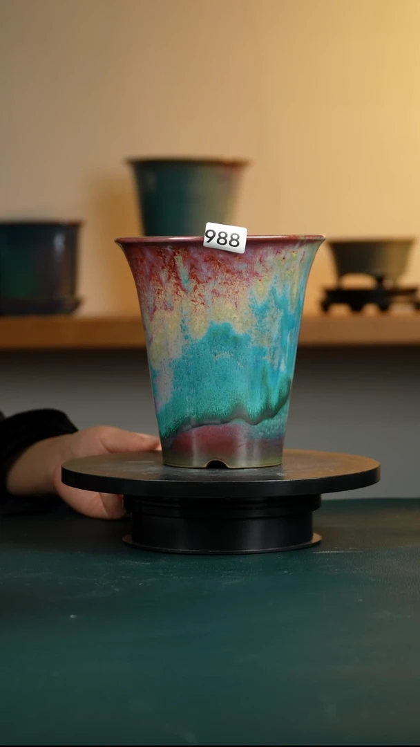 988纯手工窑变兰花盆17.5/16.5/16/14