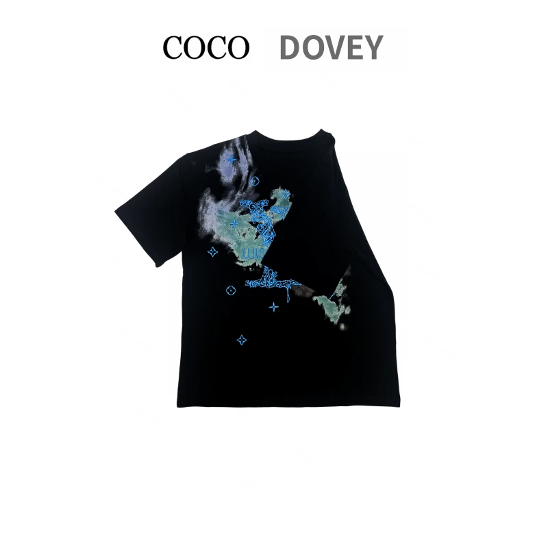 COCODOVEY【天空之城】时尚百搭重工刺绣圆领短袖T恤7603