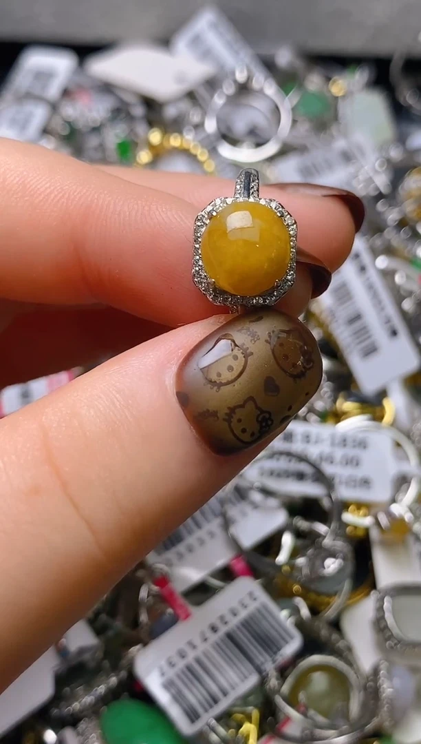 银S925镶嵌戒指翡翠百内无证书