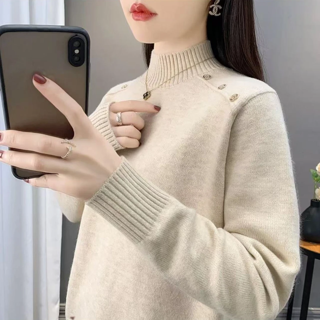 210#长袖针织衫显瘦时尚百搭半高领244