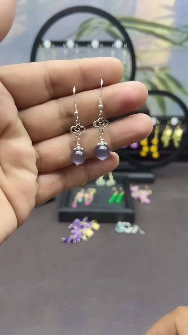 未镶嵌石英岩玉耳饰052