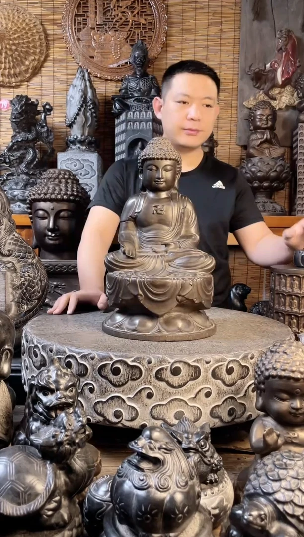 石材40坐佛如来天然青石雕刻