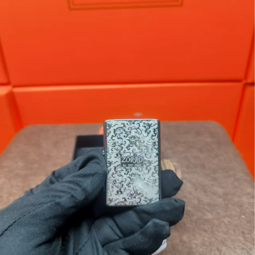 ZORRO   亮铬祥云  双面银色限量创意国潮节日礼物煤油打火机
