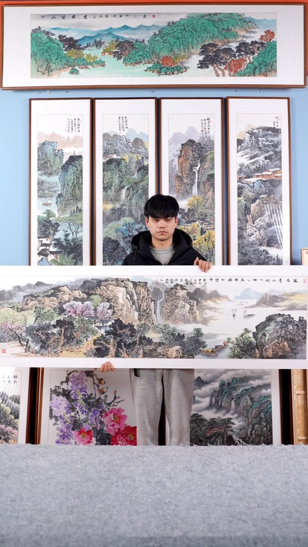 【闪购商品】国画张现军《家居青山绿水畔》手绘235*65