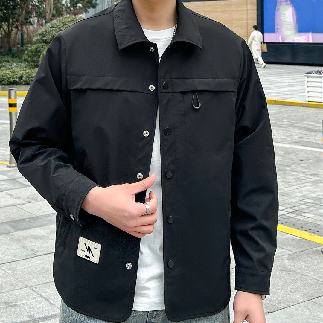 黑【翻领衬衣外套系列】秋季轻奢时尚工装翻领夹克206