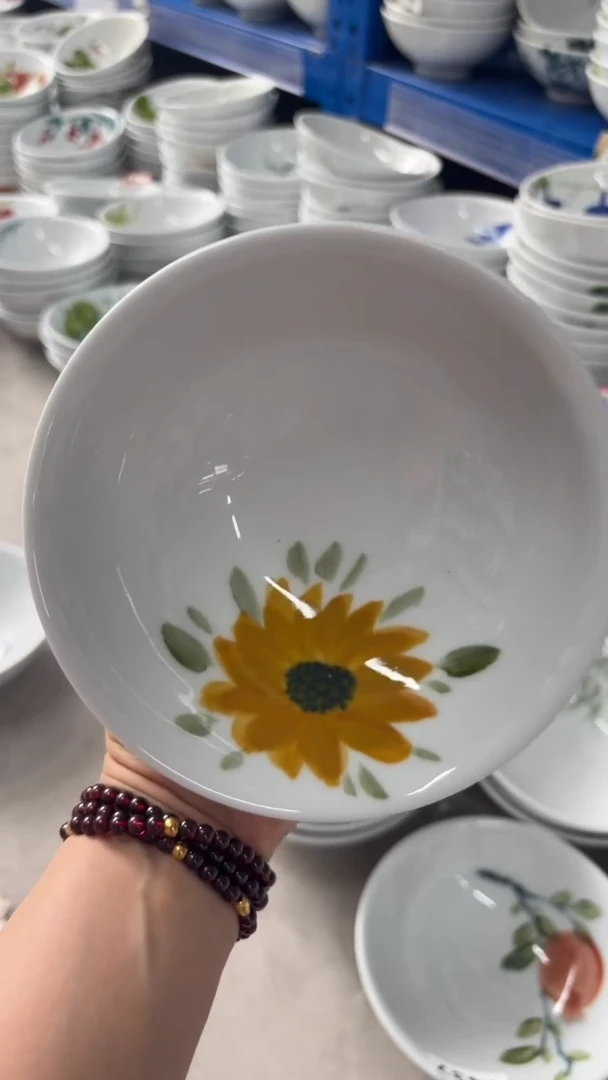 瓷片景德镇高温陶瓷食品级手绘釉中彩-壮壮碗