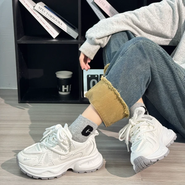 回力老爹鞋女款春季2025新款百搭爆款透气小白鞋女轻便减震运动鞋