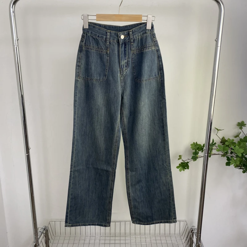 A0789外贸韩版时尚女装牛仔裤高腰宽松显瘦直筒裤
