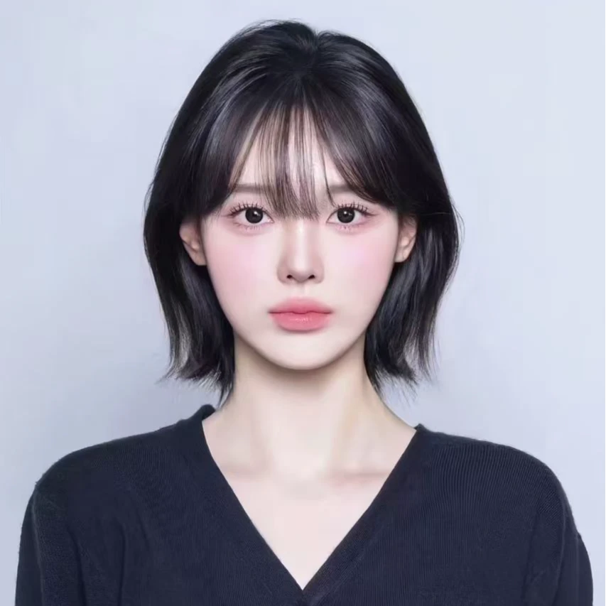 Iremy Me全头套短款假发女款仿真头皮刘海波波头全全真发