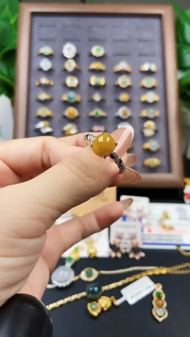 银S925镶嵌戒指翡翠12