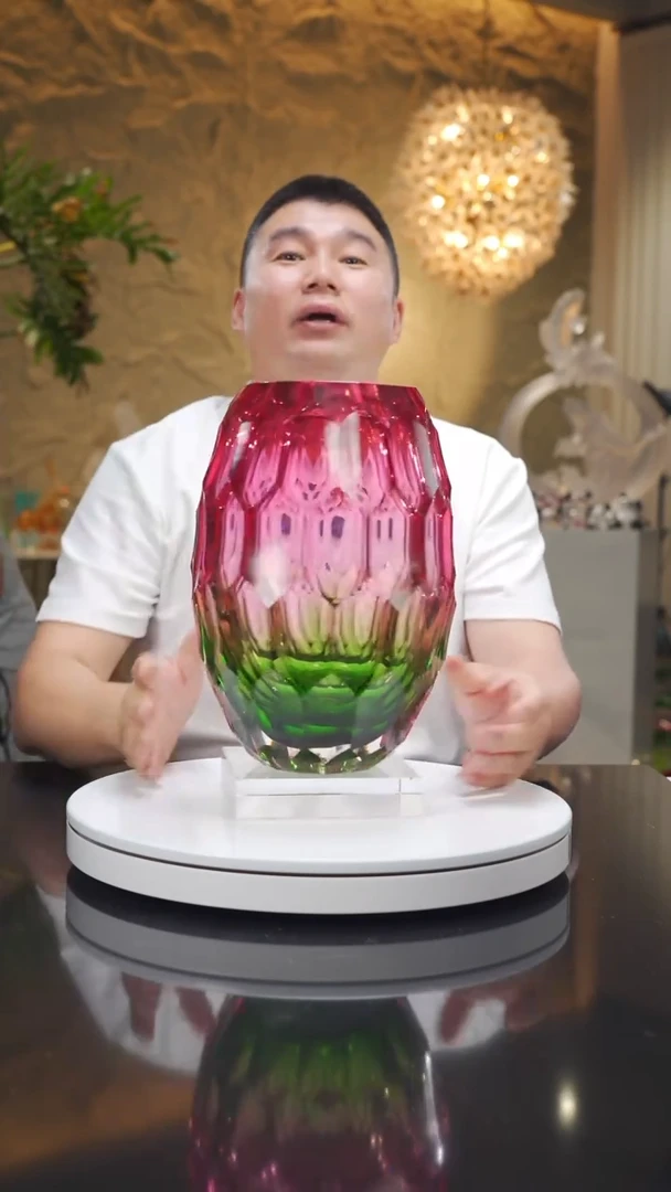 琉璃徐*公福利金红绿凹切面花瓶41号