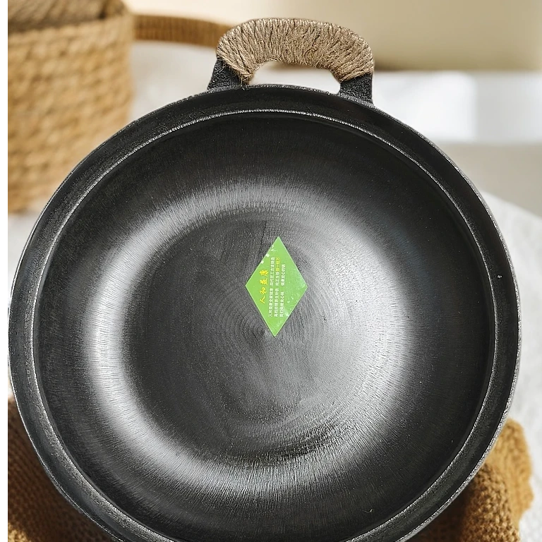 老式双耳生铁铸铁锅·生煎锅·煎饼锅·精抛圆底加厚