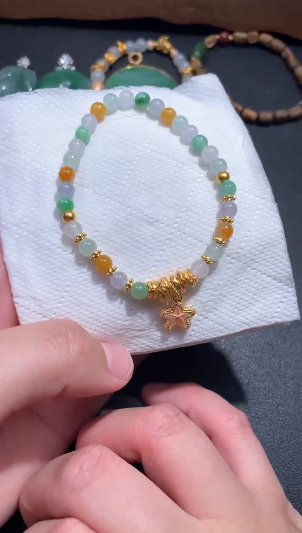 足金镶嵌手链翡翠36