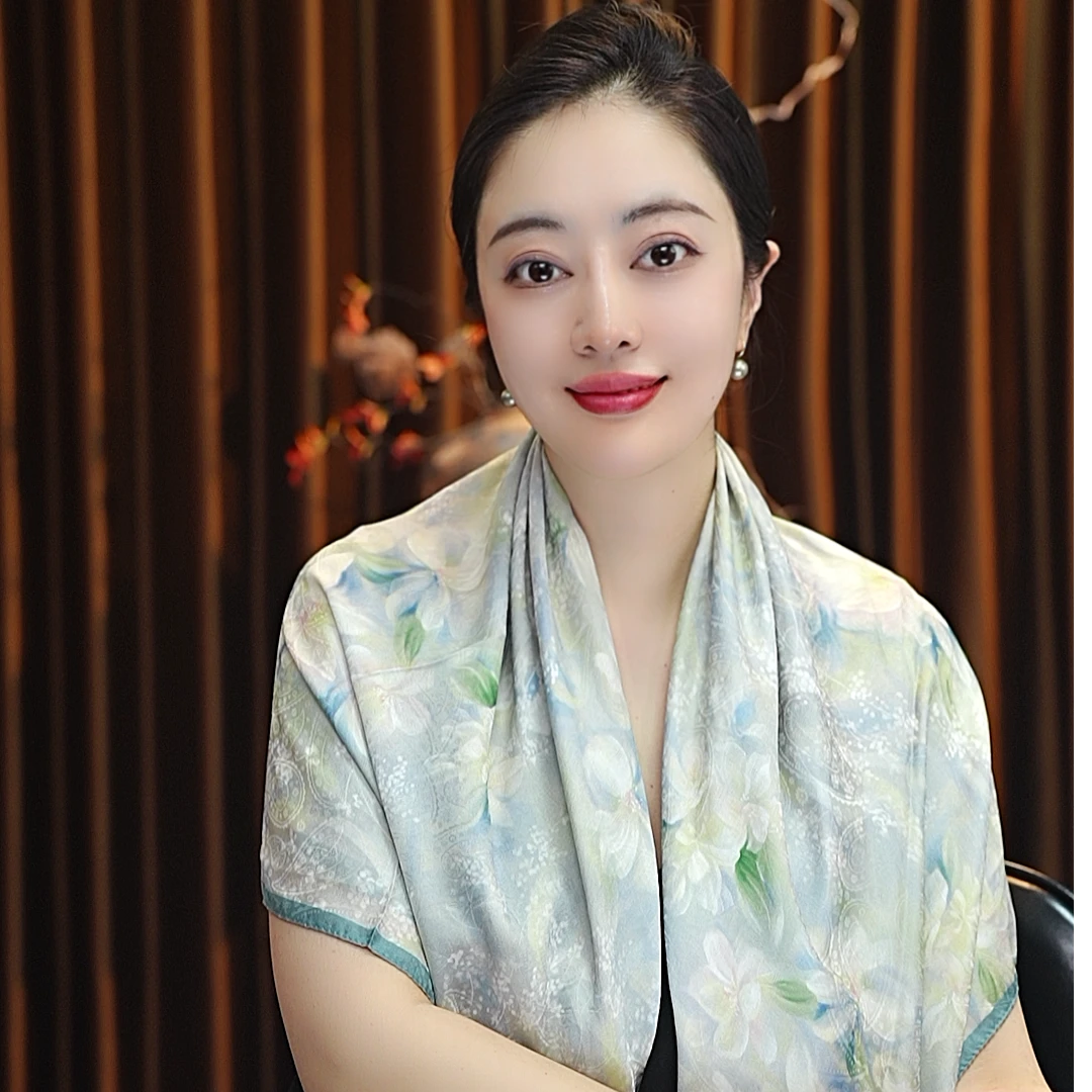 【夏花】110*110浣溪沙大方巾围巾女士披肩百搭双面戴中国风