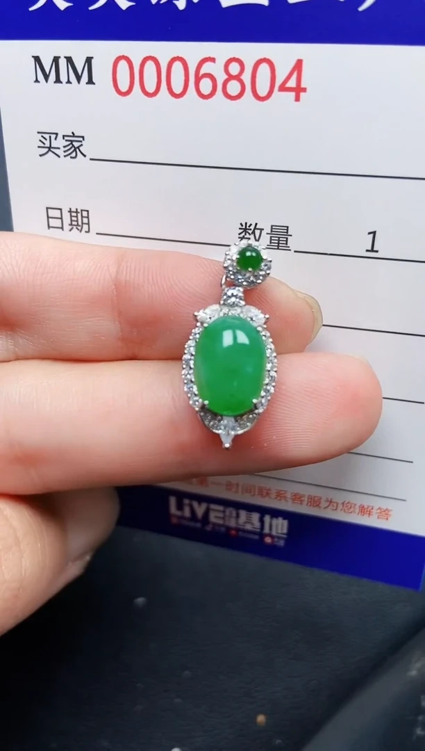 翡翠银S925镶嵌颈饰6804