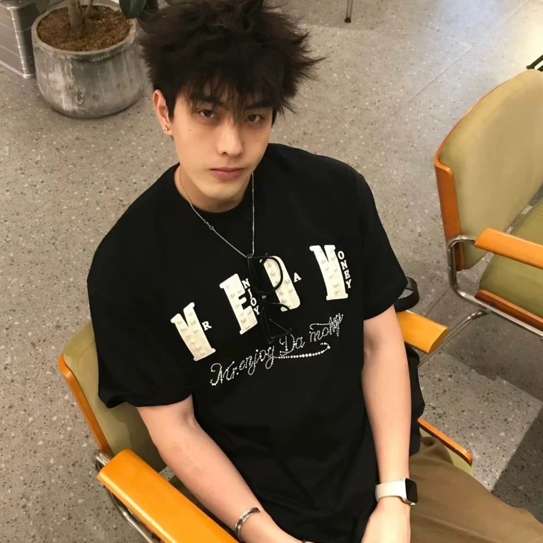 M加小香风珍珠刺绣短袖潮牌T恤百搭情侣短袖M02