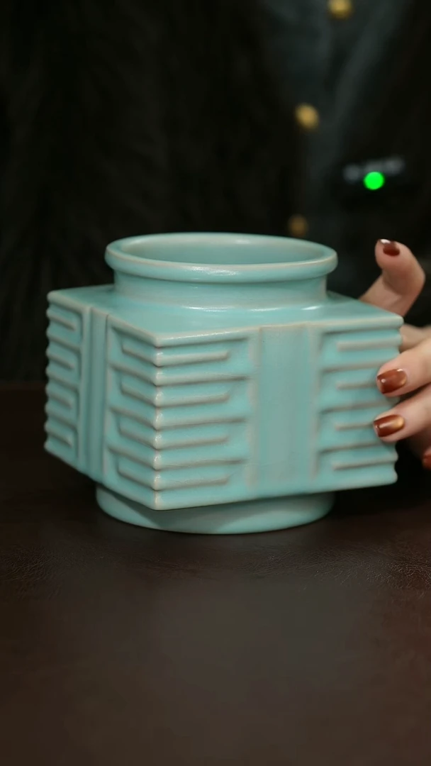 摆件瓷原矿原釉汝宋汝瓷 毛笔筒