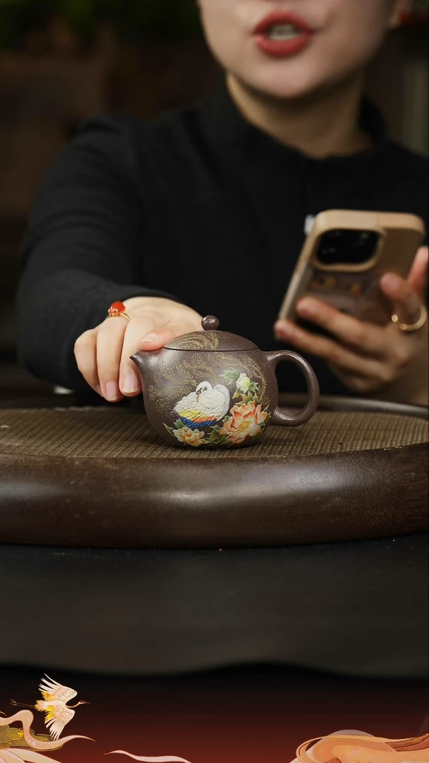 茶壶紫砂15 天青泥绘 西施