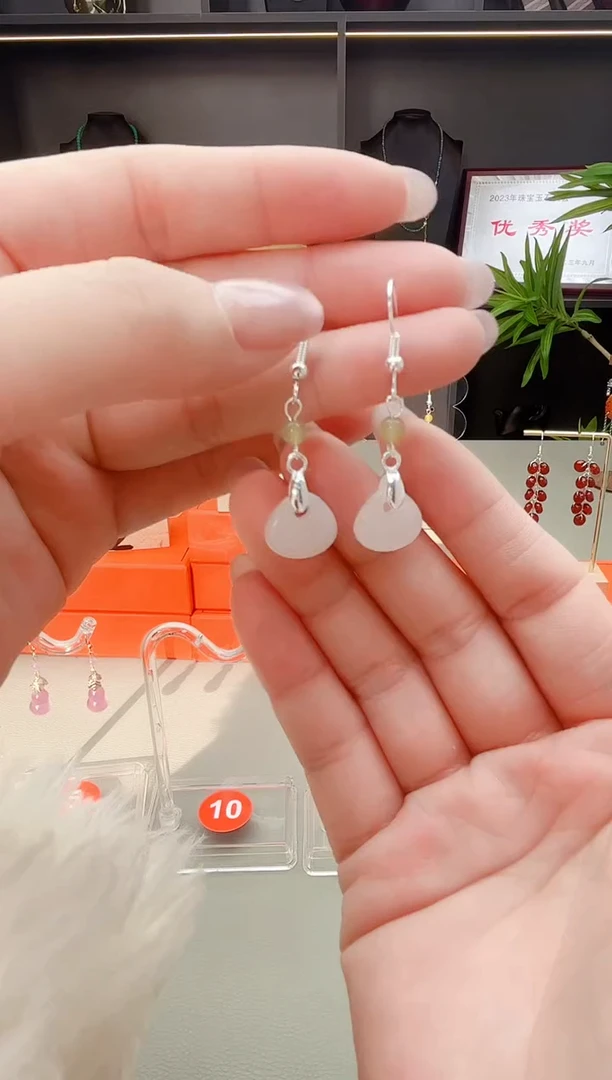 未镶嵌和田玉耳饰x03  白色