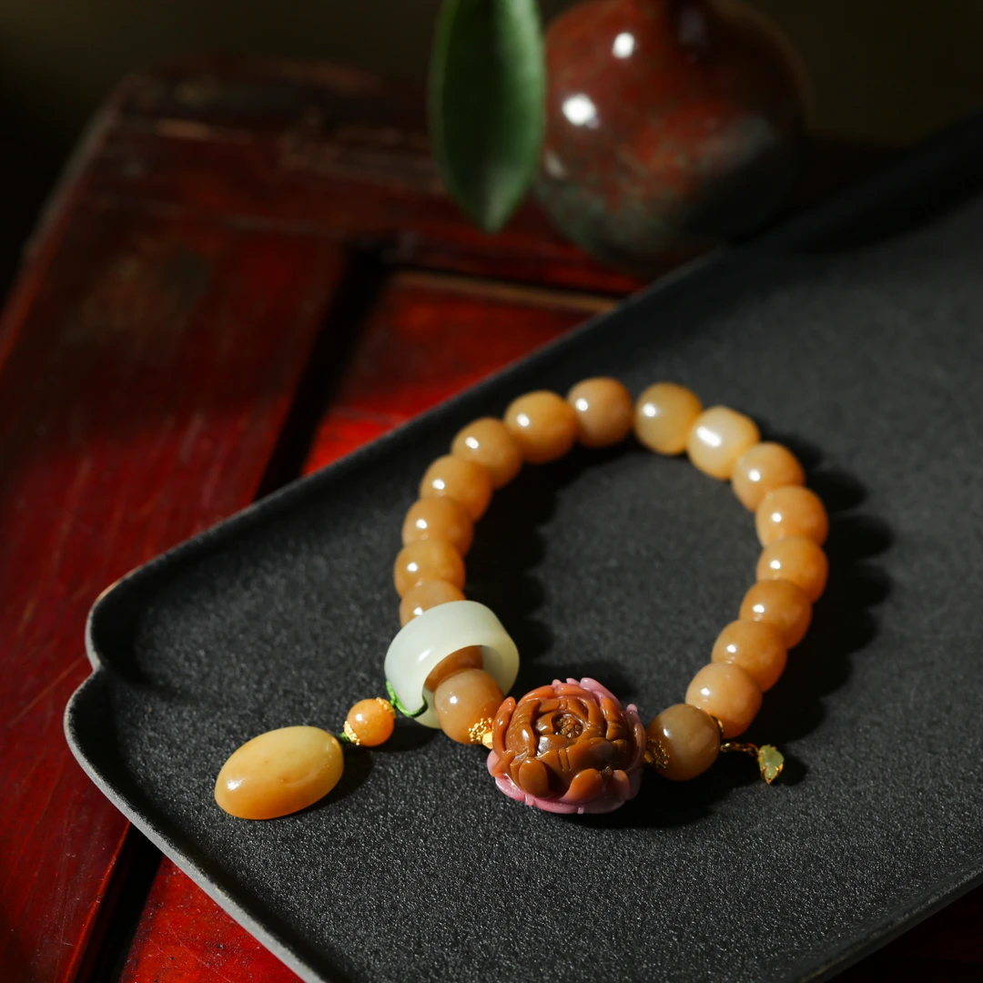 【意婵】天然典藏级和田玉且末糖单圈18K金翡翠盐源-908993