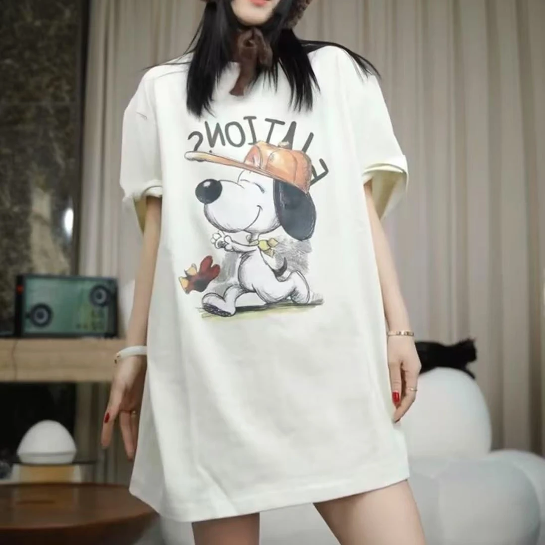 infobyfive罘蠡新款印花宽松卡通短袖圆领狗狗T恤NF0502091