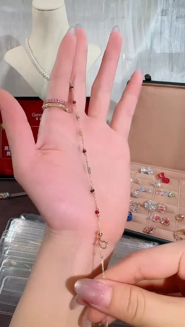 彩色蓝宝石手链18K金镶嵌BB4672#-Y#71