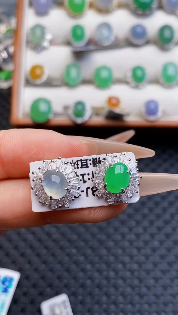 银S925镶嵌戒指翡翠5560