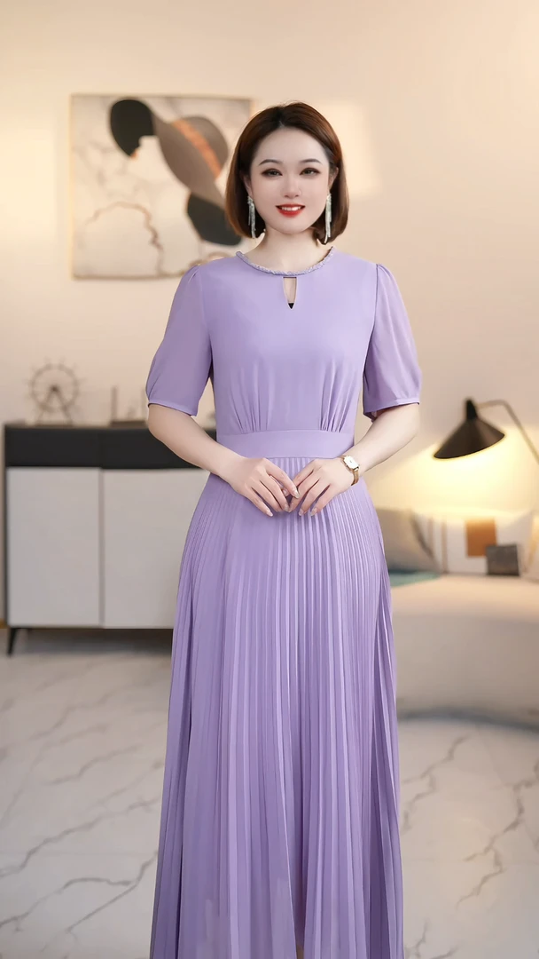 【深圳薇姐清仓】A气质高端大码显瘦连衣裙 8222