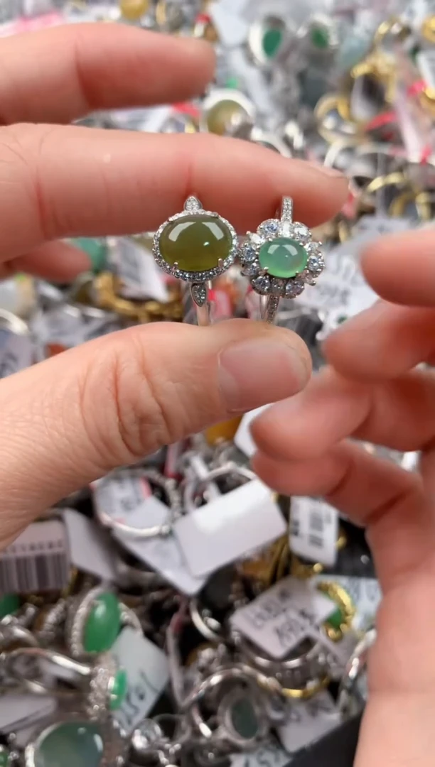 银S925镶嵌戒指翡翠111   4