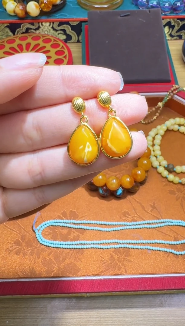 琥珀未镶嵌耳饰多样性发一件 154