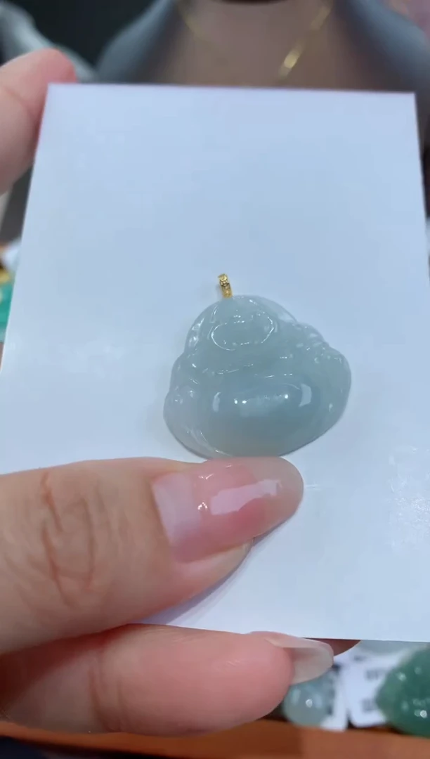 【闪购商品】翡翠颈饰18K金镶嵌天然缅甸a货翡翠