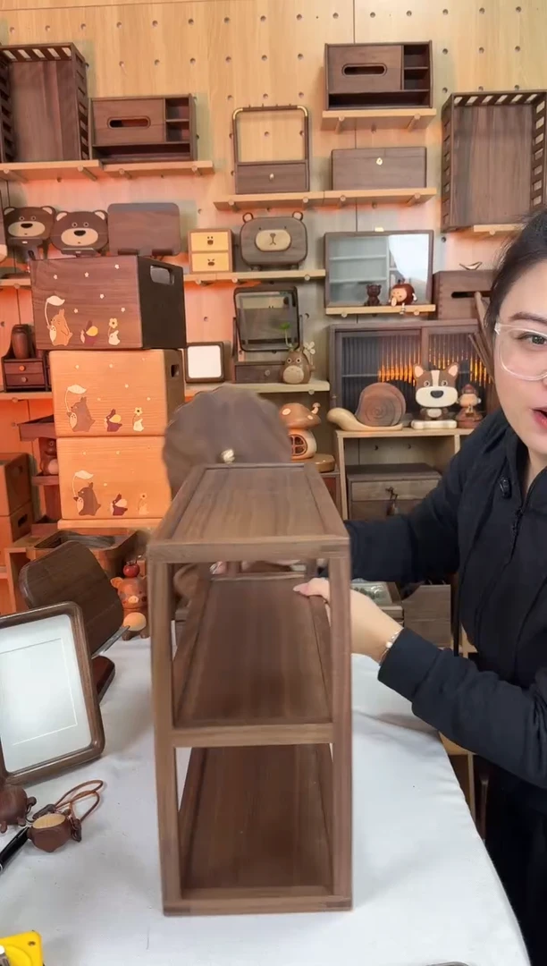 木北美黑胡桃三层置物架