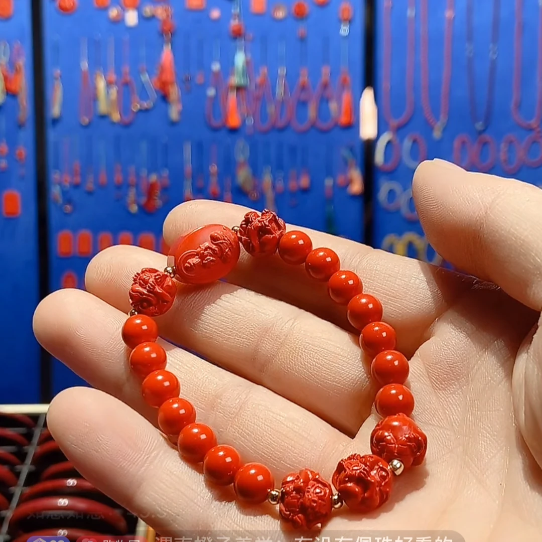 含辰砂工艺品水飞砂三合六合配守护牌手串