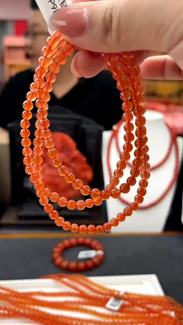 南红玛瑙卡5南红保山河湾冰橙长链未镶嵌一件2