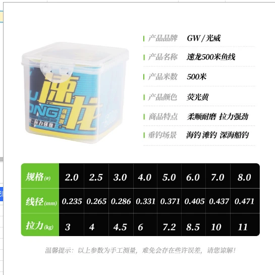 【光威官方福袋】速龙500M海钓线（无盒瑕疵不支持退换）