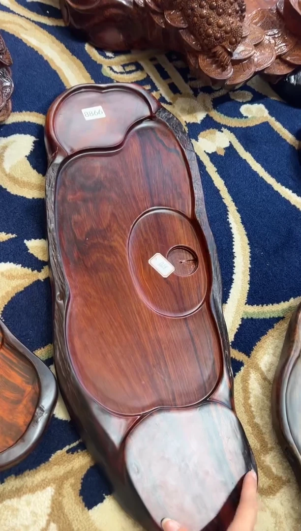 【闪购商品】交趾黄檀（大红酸枝）茶盘8866