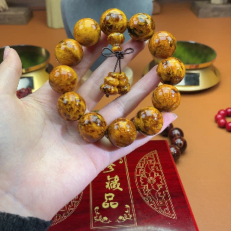 2.0留疤琥珀木手串【634】