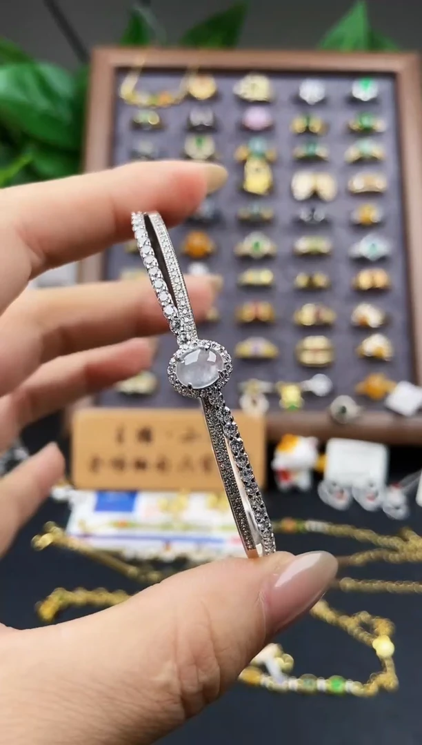 银S925镶嵌手镯翡翠12