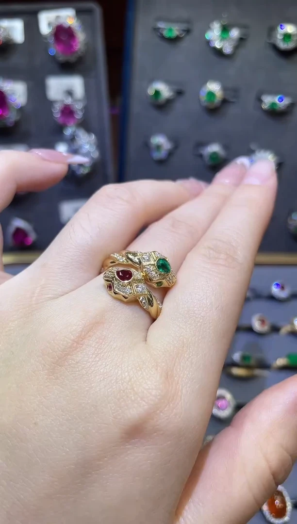 【闪购商品】红宝石戒指18K金镶嵌双石款/0.55ct（共）