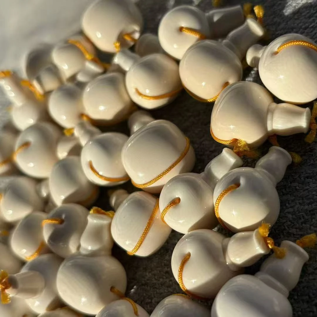 天然猛犸牙分体三通白冰料佛头配珠手串配饰