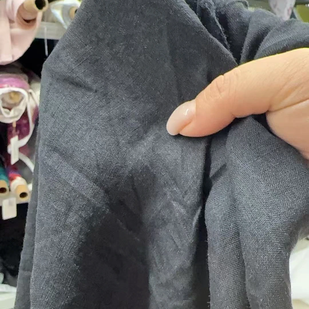 出口单 亚麻面料黑色纯色服装布料 幅宽140CM