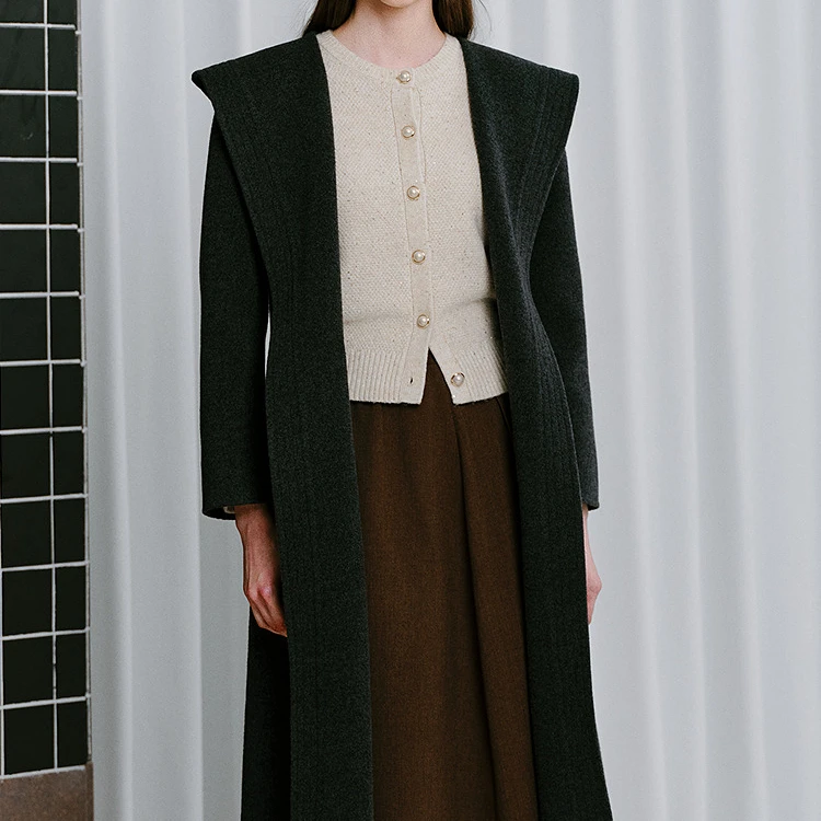 【李老板专属】秋冬厚款定制百分百深灰色绵羊毛大衣MOGD04HLC055G5