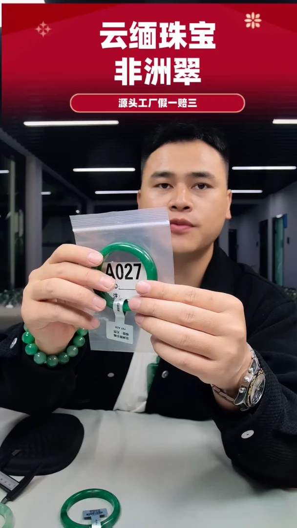 未镶嵌手镯石英质玉（非洲翠）52圈口A027