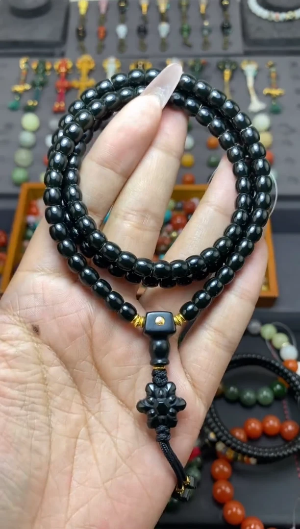 未镶嵌和田玉挂件6mm塔青极限弧108 冬版搭配