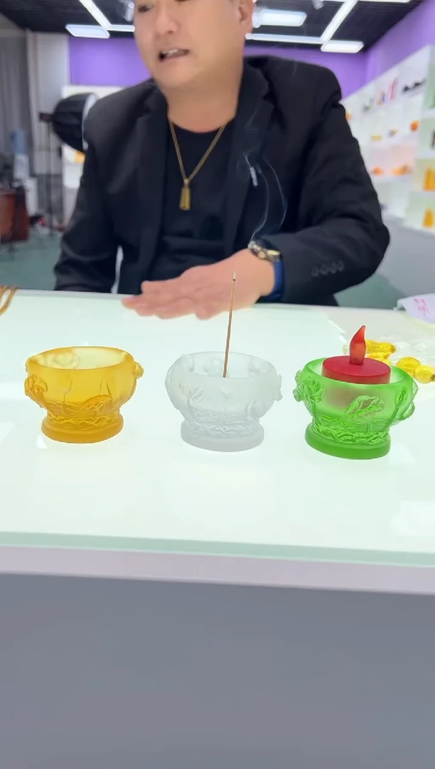 【闪购商品】泥塑古法琉璃烛台三个摆件